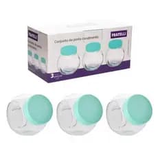 Conjunto de Porta Condimentos de Vidro Transparente 03 Peças Fratelli789