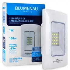 Luminária luz de Emergência 4x2 LED Bivolt 1W 6.500K Branco luz emergência