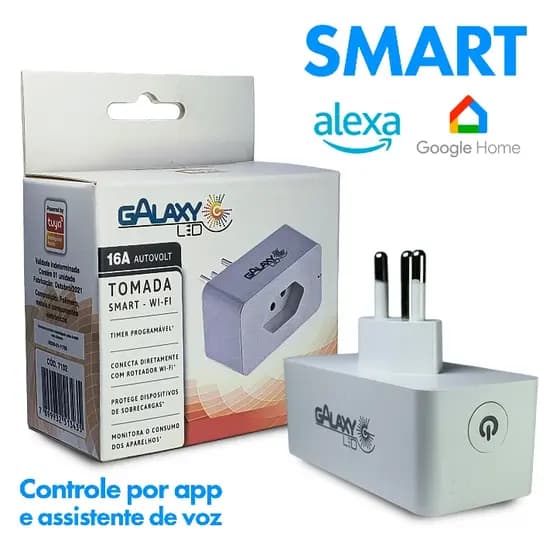 Tomada Inteligente WiFi Alexa Google Home Bivolt 1800W Smart Assistente Controle Remoto