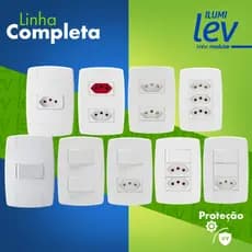 Tomada e interruptor Ilumi linha LEV 4x2 10A 20A monobloco 250V