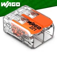 Conector Wago 221-412 Emenda Rápida 2 Fios Até 4mm Transparente