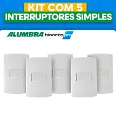 Kit 5 Interruptores Simples 4x2 Completo Bianco Pró Alumbra