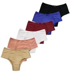 Kit 6 Calcinhas Cós Alto Pala Dupla Forro Algodão Feminina Confortável Adulto