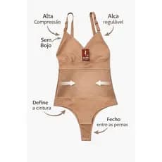 Body Modelador Alta Compressão Suplex Sem Bojo Cinta Redutora de Medidas Barriga Zero Alça Reforçada Feminino