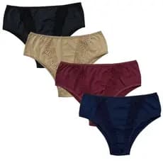 Kit 4 Calcinhas Plus Size em Microfibra Poliamida Cintura Alta
