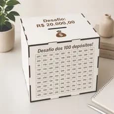 Cofre Desafio MDF! Junte 1Mil/5Mil/10Mil/20Mil