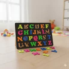 Tabuleiro Alfabeto Educativo Brinquedo Pedagógico Letra MDF Neon Preto Escolar Aprendizado Infantil