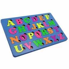 Brinquedo Pedagógico Alfabeto Tabuleiro Azul Letras Neon MDF Tinta Educativo Infantil Atóxica