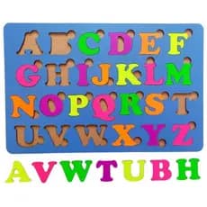 Tabuleiro Brinquedo Pedagógico Alfabeto Azul Letras Neon MDF Tinta Atóxica Educativo Infantil