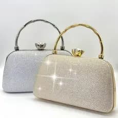 Bolsa Clutch De Noite Fechamento Metálico Brilhante Com Alça Removível,Para Casamentos Jantares Para Festas LS