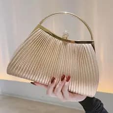 Bolsa Feminina De Festa Franzida Com Alça Corrente Com Strass Para Casamento Baile De Formatura E Jantar