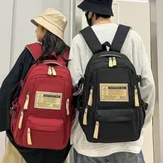 Mochila Feminina De Grande Capacidade Nylon Poliéster Forrada Alças Duplas Com Fechamento Em Zíper Ls