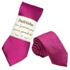 Kit Gravata Slim Rosa Fúcsia Masculina Prêmio Casamento Padrinho Eventos
