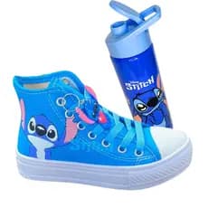 Kit Botinha Tênis Stitch Infantil Mais Garrafinha Stit garrafinha para água escola Tenis Infantil