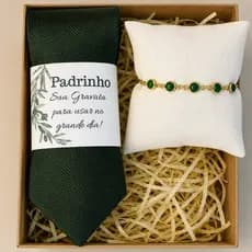 Gravata Com Tag + Pulseira Na Almofada Elegante Para Padrinhos De Casamento Convite Premium
