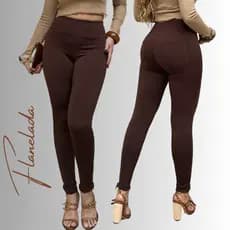 LEGUING MONTARIA FEMENINA, SUPLEX FLANELADO PRETO MARROM
