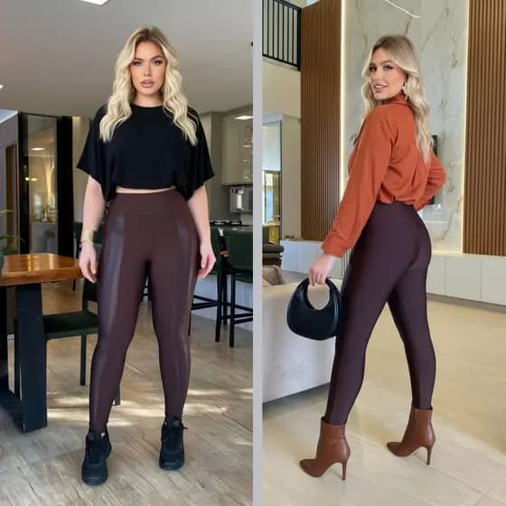 Calça Legging Montaria Suplex Cintura Alta - Detalhe Lateral em Cirrê, Zero Transparência