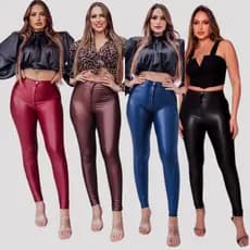 Calça Disco Cirrê Hot Pants Cintura Alta Com Bolsos E Zíper Funcional Feminina