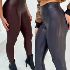 CALÇA SKINNY FEMENINA, TIPO COURO, TECIDO SUPLEX CIRRE