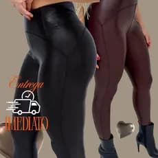 Calça Legging Cintura Alta - Estilo Cirre em Couro Sintético!