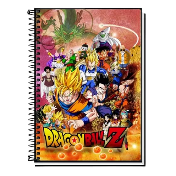 Caderno Universitário Dragon Ball Z | Anime | Guerreiros Saiyajins | Capa Dura Espiral | 1, 10, 15 ou 20 Matérias