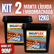 Kit 2 Manta Líquida 12kg Ingaflex Proteção Para Telhado e Laje Bloqueia Vazamento e Umidade