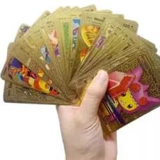Kit Exclusivo de 55 Cartas Pokémon Douradas Folha de Ouro - Edição Limitada