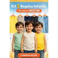 👕 kit 5 Regata Infantil Lisa 100% Algodão – Menino | Tamanhos 2 ao 8