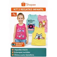 🌸 Regata Infantil Feminina Menina – Kit com 3 Peças