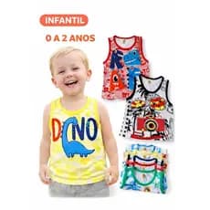 kit 5 🧒👕 Regata Infantil Bebê Menino 0 a 1 Anos – Estampada, Confortável e Fresquinha