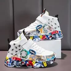 Outono Criança Tênis Chunky Versátil De Basquete Para Crianças Moda Causal Antiderrapante Meninos Escola Sapatos Esporti