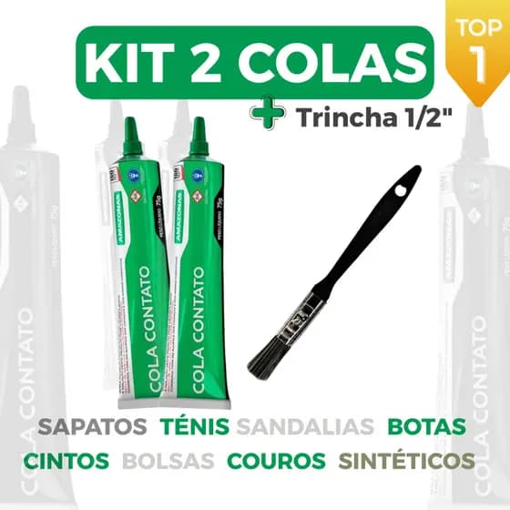Cola Forte Universal Sapatos Kit com 2 + Pincel - bisnaga 75g Amazonas