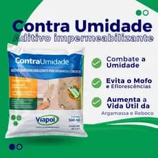 Viapol aditivo Impermeabilizante Contra Umidade 500ml para argamassa concreto construção obra reboco
