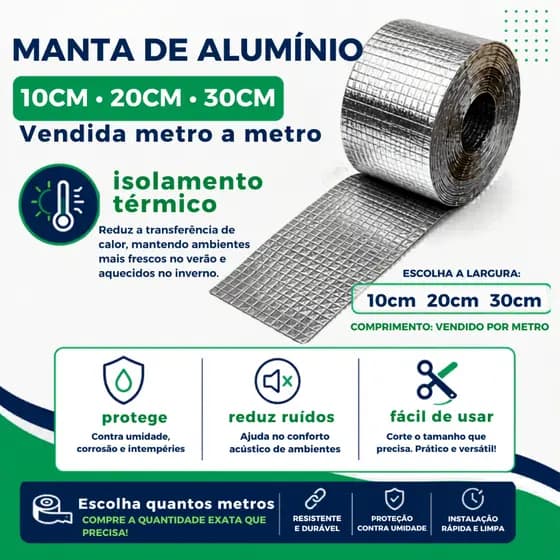 Fita Multiuso Manta Aluminio Adesiva Reparos umidade Impermeável, Autoadesiva Telhados Rufos Calhas