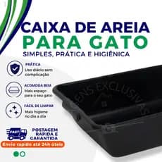 Caixa de Areia para Gato preta Grande Resistente Bandeja Higiênica facil limpeza acessivel