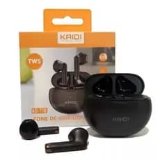 Fone ORIGINAL Kaidi Bluetooth KD-770 Sem Fio  5.4 TWS Touch  Branco Preto (DURA 4H DE USO DIRETO)
