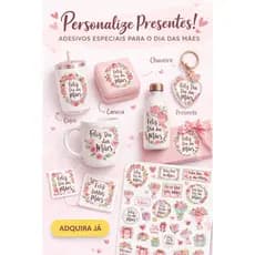 41 Adesivos Dia das Mães à Prova d’Água para Personalizar Copos, Canecas, Garrafas, Chaveiros e Presentes