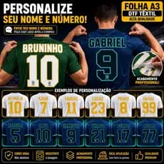 Nome E Número Personalizado Costas Folha A3 DTF Para Camiseta