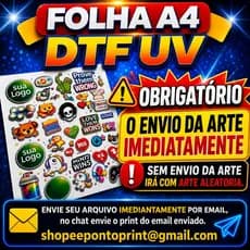 DTF UV A4 | Adesivo UV A4 com Verniz | Enviar arquivo no e-mail