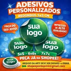 Adesivo Circular DTF UV Personalizado com Verniz | 5 a 8cm | Envie Sua Arte
