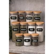 Kit 36 Etiquetas Adesivas para Temperos e Mantimentos – Resistente à Água – Organize seus Potes!