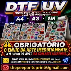 Adesivo DTF UV | Alta Qualidade | Com Verniz | Pronto para Aplicar