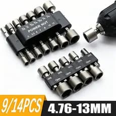 9/14 Peças Jogo De Soquete Para Parafusadeira 5 A 13mm Kit De Bits Sextavado