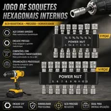 Conjunto de soquetes para chave de fenda 5 em 13 mm Conjunto de bits sextavados, 14 peças