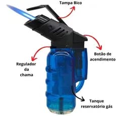 2 Mini Maçarico Portátil Recarregável Com Regulagem Culinário Acendedor De Carvão Acendimento Automático