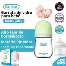 Mamadeira de Vidro 90ml e 160ml Anticólicas Dr Isla