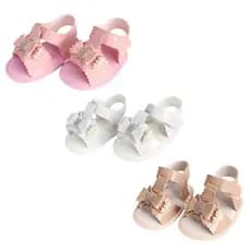 Sandalia Bebê Infantil Menina 0 a 9 Meses Confortavél Laço Glitter Perolas Luxo