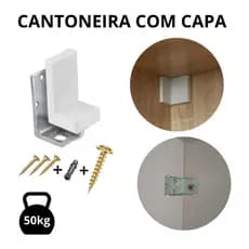 Cantoneira Suporte Aéreo Reforçada C/ Capa Branca moveis armário - Branco, Marrom, Preto e Cinza