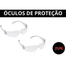 2 Óculos de Segurança Proteção Incolor Obra EPI - CA 26.127