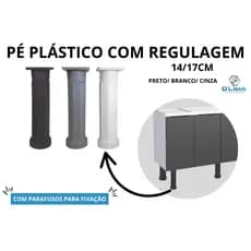 Kit Pé Plástico Regulagem De Armário Móveis Cozinha Pia Gabinete 14 Até 17cm  Branco  Cinza  Preto